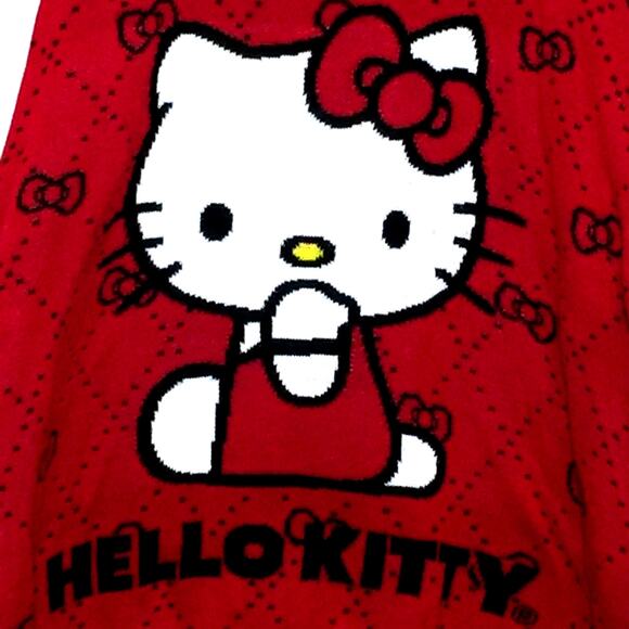 Sanrio Hello Kitty Red Knit Sweater Bows Pullover XL - Picture 3 of 4